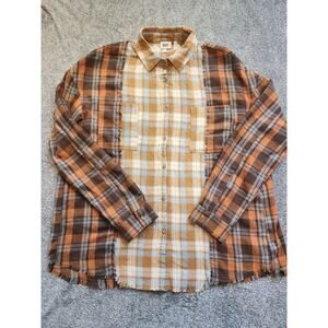 BKE Boyfriend Fringed XL Plaid‎ Shirt
